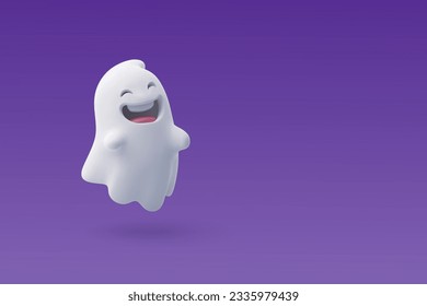 3d Vector Cute Ghost, Halloween Ghost, Halloween holiday concept. Eps 10 Vector.