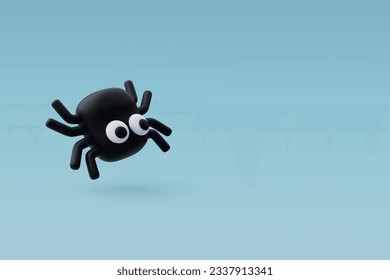 3d Vector Cute Spider, Halloween holiday concept. Eps 10 Vector.