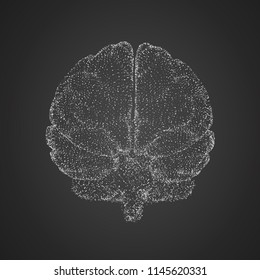 3D vector cyber brain. neural network mega-data processing, template interface design on a white background.