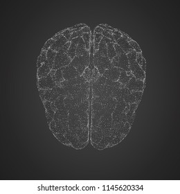 3D vector cyber brain. neural network mega-data processing, template interface design on a white background.