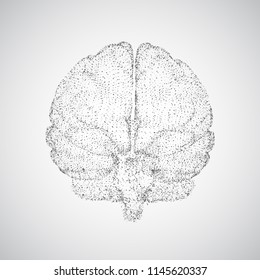 3D vector cyber brain. neural network mega-data processing, template interface design on a white background.