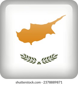 3d vector Cyprus flag glossy button. Cypriot national emblem. Square icon with flag of Cyprus.