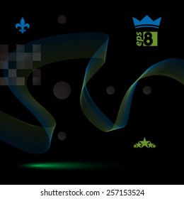 3d fondo decorativo vectorial con cinta dinámica transparente curva. Maravillosa composición aérea textil.