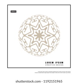 3d vector decorative line art globe for layout design in Eastern style. Elegant floral banner with Lace and mandala elements for invitations or greeting cards