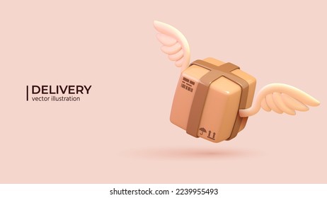 3d Vector Delivery Concept. Realistic 3d Design of Fast delivery, express and urgent shipping in Trendy colors. Vector illustration in cartoon minimal style.