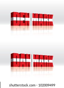 3D Vector Denmark (Danmark) Word Text Flag