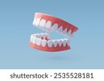 3d Vector Dentures, Teeth Prosthesis, Dental implant, Equipment for elderly concept. Eps 10 Vector. 