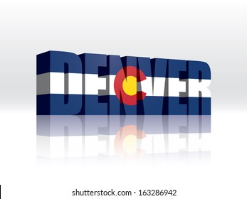 3D Vector Denver (Colorado) Word Text Flag 