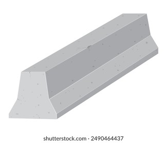 3d vector design of a concrete barrier with isometric angles which is usually used as a barricade on a road passed by vehicles
