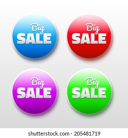 3D Vector design elements with sale text. 3D Abstract vector labels set
