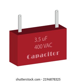 Diseño vectorial 3d de condensador de CA electrolítico no polarizado o condensador de ventilador