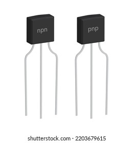 3d vector design of NPN and PNP bjt or bi polar junction transistor