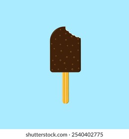 3D vector design. vanilla chocolate ice cream with wooden handle