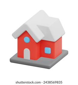 3d vector detached icon. Isolated on white background. 3d vector building and architecture concept. Cartoon minimal style. 3d vector house icon render illustration.