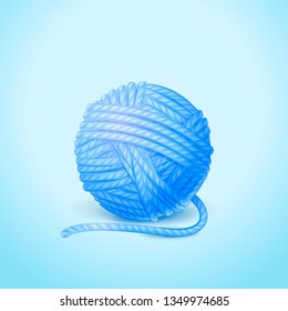 3d Vector detailed illustration of knitting yarn ball. Isolated on background