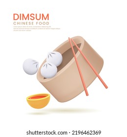 3D VECTOR DIMSUM CHINESE FOOD ILLUSTRATION