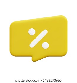 3d vector discount speech bubble icon. Isolated on white background. 3d social media communication concept. Cartoon minimal style. 3d chat icon vector render illustration.