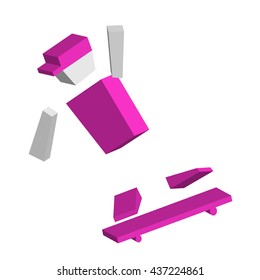 3D vector doll on a white background