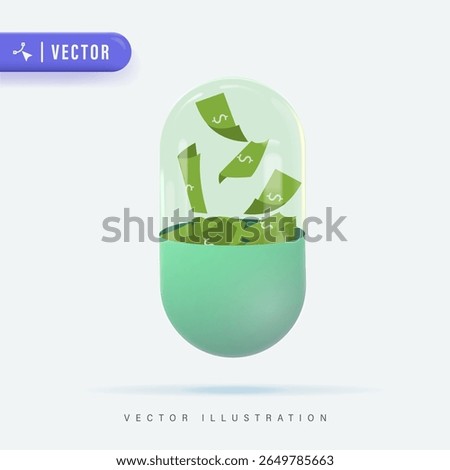 3D Vector Dollar Bill Money Capsule