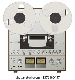 3d vector drawing. Babin tape recorder isolated on a white background.