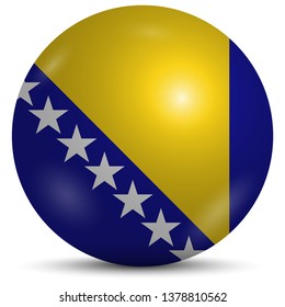 3d vector drawing. Bosnia and Herzegovina flag with shadow isolated on white background.