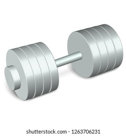 3D vector drawing. Dumbbell for sports isolated on white background.