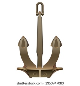 3d vector drawing. Hall anchor isolated on white background.