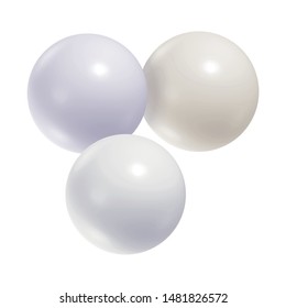 3d vector drawing. Pearls isolated on a white background.