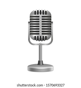 3D vector drawing. Stationary metal microphone Isolated on a white background.
