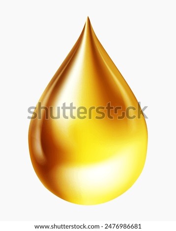  3D vector drip Olive oil falling realistic drop. Natural honey or syrup realistic transparent droplet, essence falling drop or organic oil. Gradient Mesh