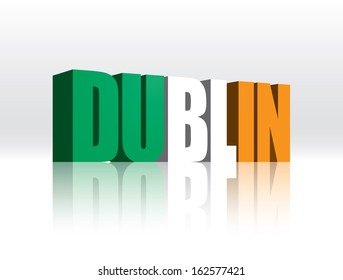 3D Vector Dublin (Ireland) Word Text Flag 