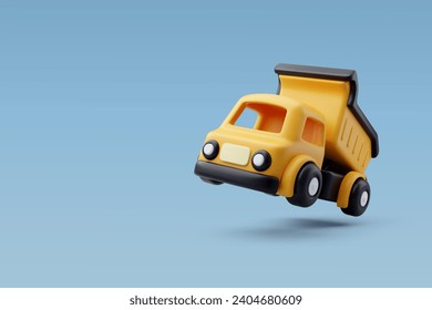 3d Vector Dump truck, Kid toy, Advertisement toy concept. Eps 10 Vector.