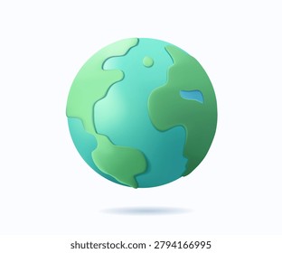 3D vector Earth icon illustration representing planet, globe, geography, world map and global communication concepts. Ideal for web design, mobile apps, infographics, dashboards and digital platforms