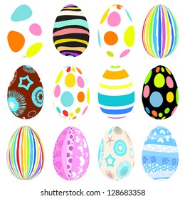3D Vector easter eggs set with shadows. N 2