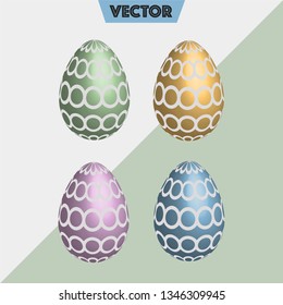 3D vector Easter eggs set pastel circles