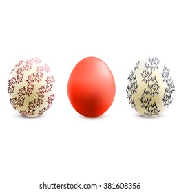 3D Vector easter eggs set with shadows.