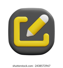 3d vector edit button icon. Isolated on white background. 3d user interface and interface ui symbol concept. Cartoon minimal style. 3d ui button icon vector render illustration.