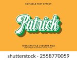 3D vector editable text effect for St. Patrick Day event with yellow and green color