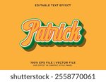 3D vector editable text effect for St. Patrick Day event with yellow and green color