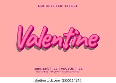 3D vector editable text effect for Love or Valentine event with pink monochrome color