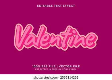 3D vector editable text effect for Love or Valentine event with pink monochrome color