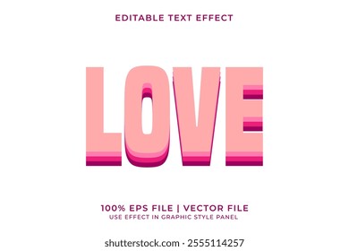 3D vector editable text effect for Love or Valentine event with pink monochrome color