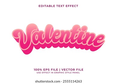 3D vector editable text effect for Love or Valentine event with pink monochrome color