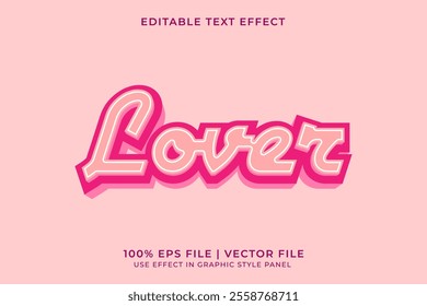 3D vector editable text effect for Love or Valentine event with pink color