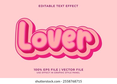 3D vector editable text effect for Love or Valentine event with pink color