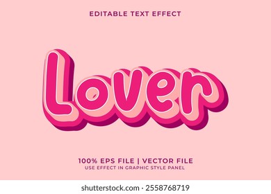 3D vector editable text effect for Love or Valentine event with pink color