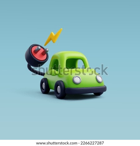 3d Vector Electric Car Charging, Green Energy, Clean Energy, Environmental Alternative Energy Concept. Eps 10 Vector.