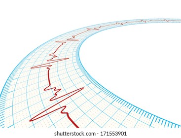 3d vector electrocardiography / ECG on the Powder Blue grid paper, eps10