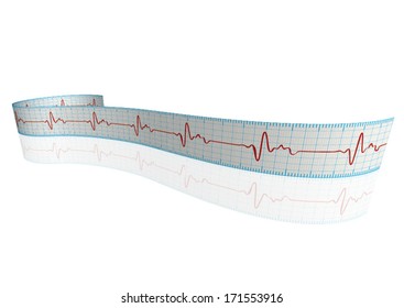 3d Vector Electrocardiography / ECG On The Powder Blue Grid Paper, Eps10