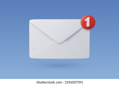 3d Vector Electronic mail with one massage, New message concept. Eps 10 Vector